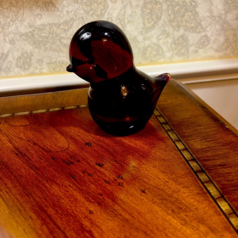 Elegant Red Glass Bird Figurine